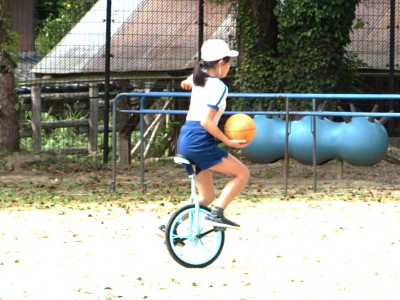 運動会練習　一輪車 (5)